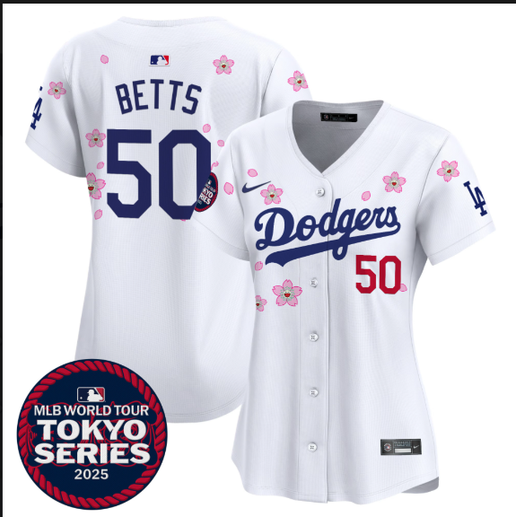 Women Los Angeles Dodgers #50 Betts Tokyo Series 2025 white Limited Stitched Jersey